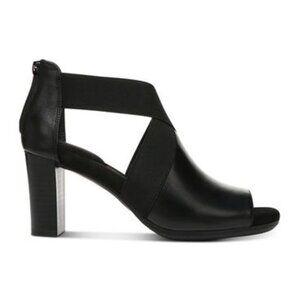 90$ GIANI BERNINI Stretch Averie Peep Toe Stacked Heel Zip-Up Booties 5 US Black